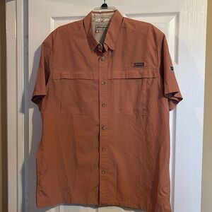 Eddie Bauer men’s dark orange short sleeve button shirt size XL